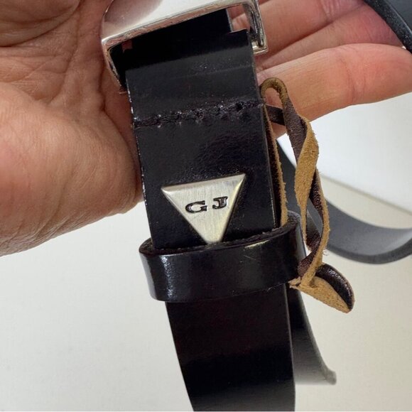 Vintage Guess Black Leather 90s Y2K Minimalist Belt Made in USA Size L - Picture 3 of 14